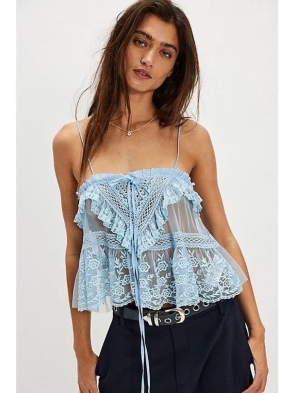 Sofia Embroidered Mesh Tank Top- Free People